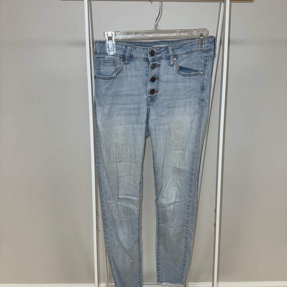 Blue Skinny Jeans with Faded Vintage Look